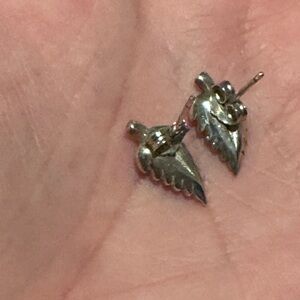 Logan Hollowell x Johnny Was silver leaf stud earrings